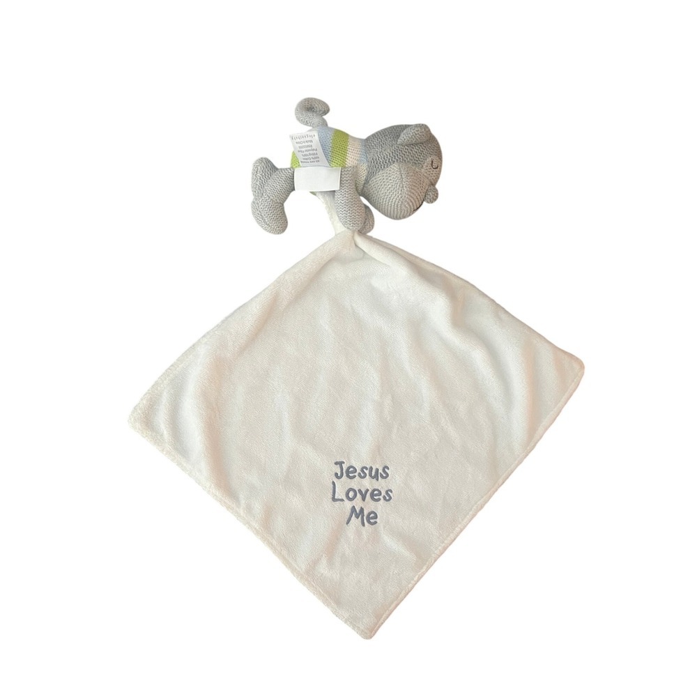 Elegant Baby Jesus Loves Me Hippo Knit Plush Security Blanket Lovie (1049)